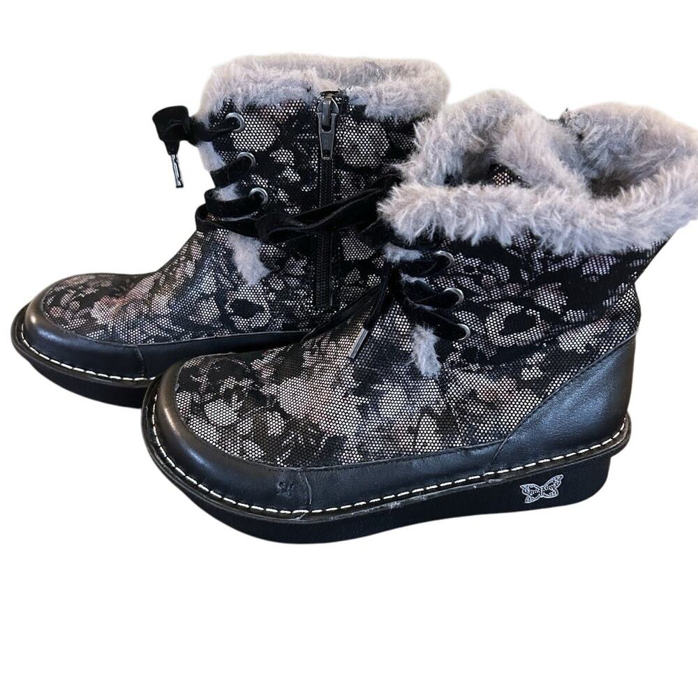 Alegria Twisp Dame TWI-579 Leather and Faux Fur Boots Size 5 Comfort